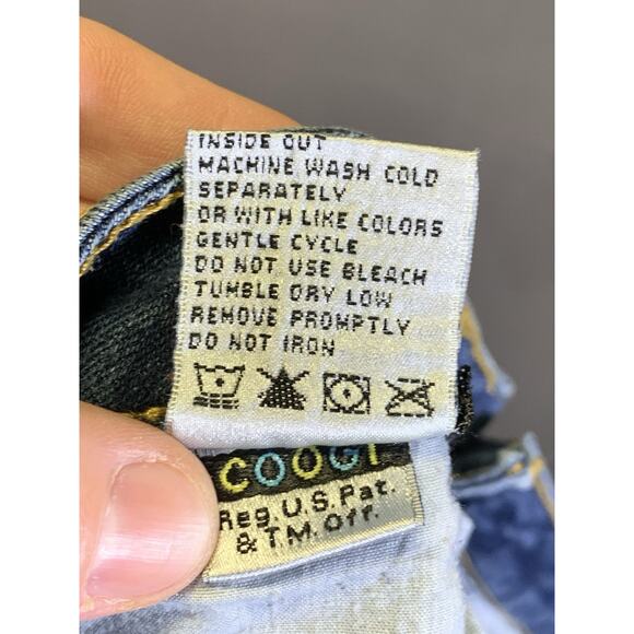 COOGI Frayed Fringe Embroidered Cut-off Jeans Leather Patchwork Y2K Grunge - Picture 7 of 15